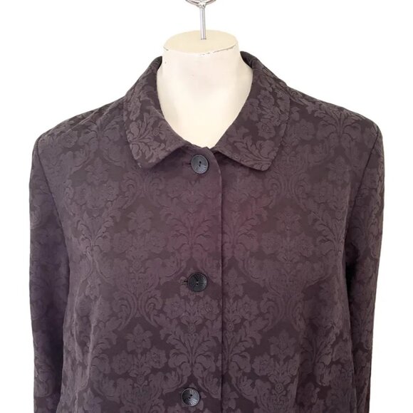 J.JILL Damask Brocade Button Front Jacket in Black SZ 18 - Picture 3 of 11